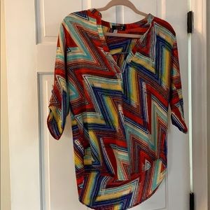 Rainbow quarter sleeve length blouse